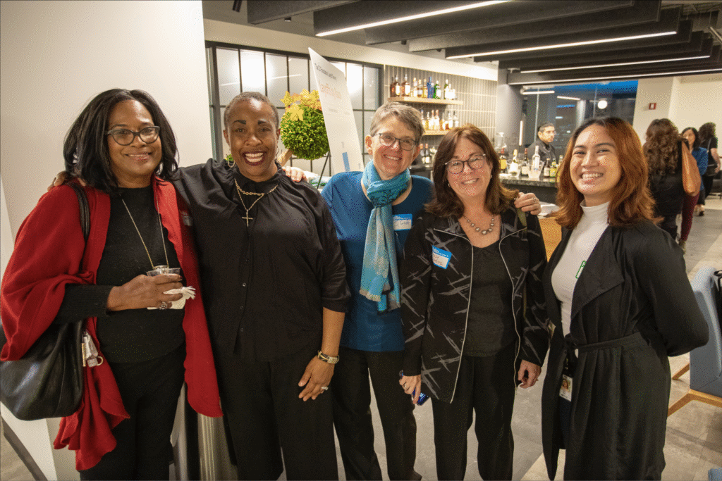 Field Fellow Reese Castro (far right) and Director of Journalism & Storytelling Maudlyne Ihejirika (second from left) at the journalism jobs crisis discussion they co-organized, November 2024